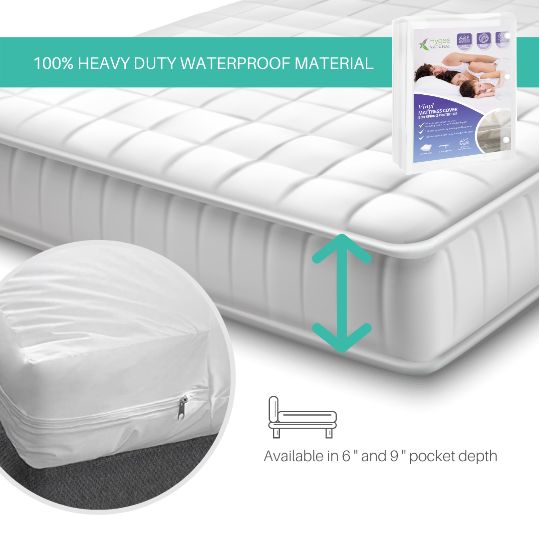 Hygea Natural Vinyl Bed Bug Waterproof Mattress Cover/Encasement 