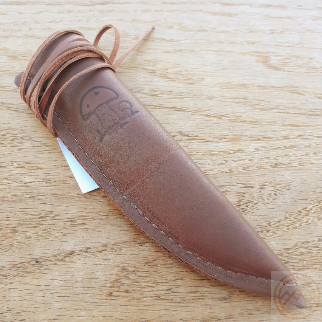 Wood Jewel Mushroom Fixed Knife 2.25" Stainless Blade Zebra Wood Handle w/Sheath