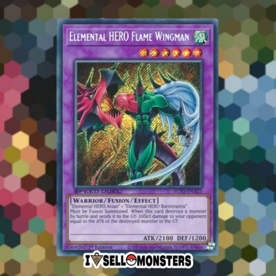 Yu-gi-oh! TCG 1x ELEMENTAL HERO FLAME WINGMAN SGX1-ENA21 x1 SECRET YUGIOH! NM