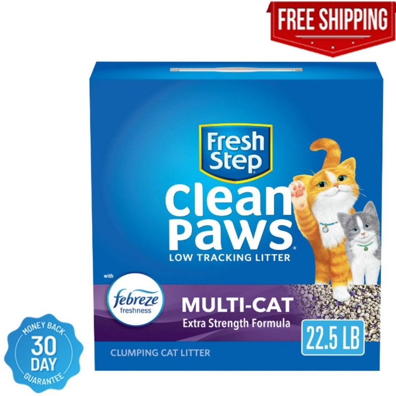 22.5 lb Clean Paws Multi-Cat Scented Litter with Febreze, Cl