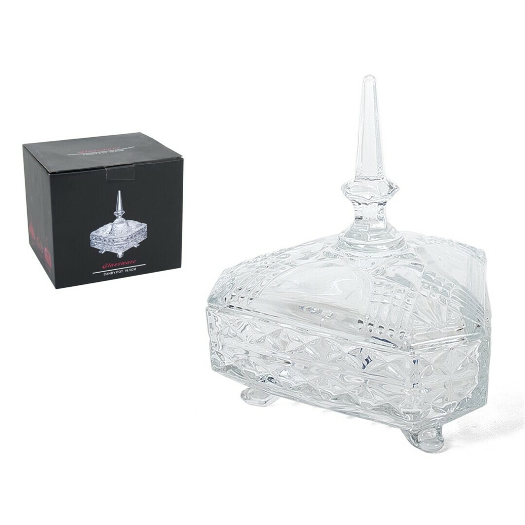 Vaso Contenitore Porta Caramelle In Vetro Centro Tavola Aisha 20x18x22cm