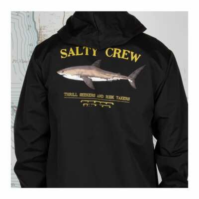 

Куртка Salty Crew Bruce на кнопках спереди (черная) Ветровка с капюшоном, Черный