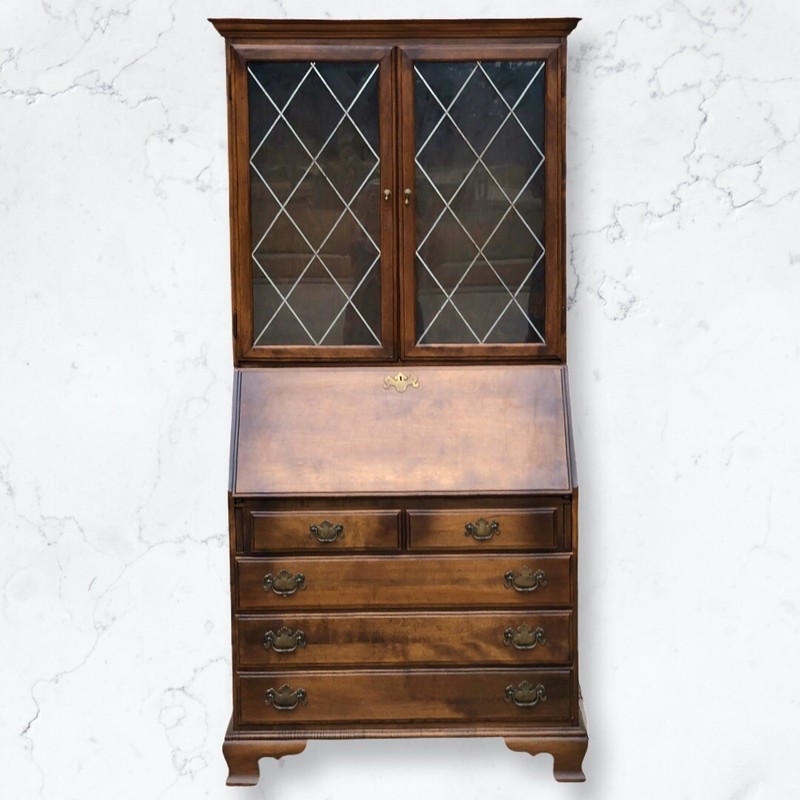 RARE Ethan Allen Heirloom Chippendale Style Maple Drop Secretary Desk