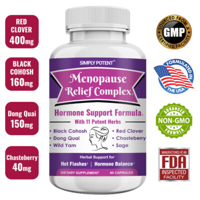 Menopause Supplements for Women w/ Black Cohosh Dong Quai PMS Relief Hot Flashes