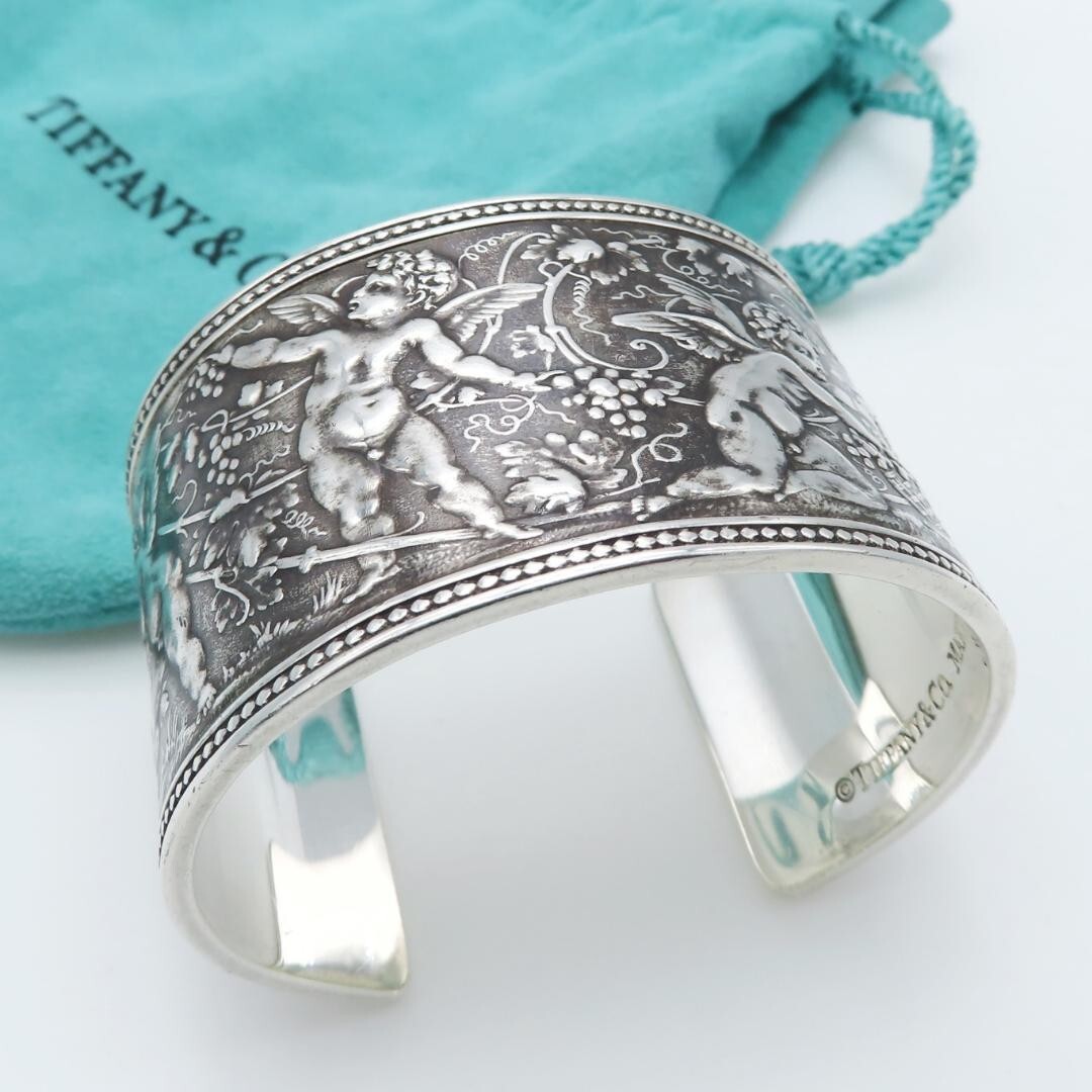 Tiffany & Co. Makers Angel Sterling Silver Wide Cuff Bangle