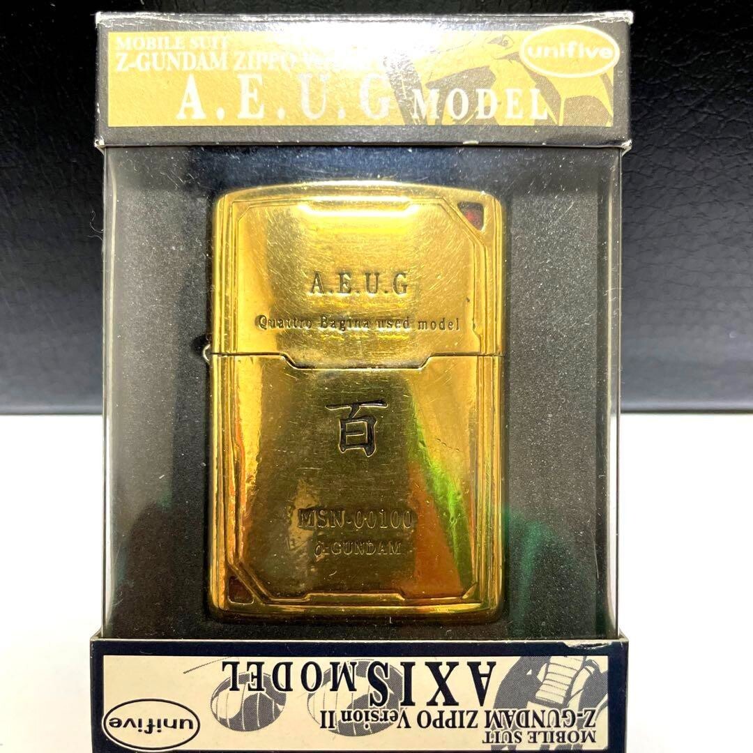 Used Zippo Gundam Lighter Hyakushiki Gold AXIS 2004 Comes
