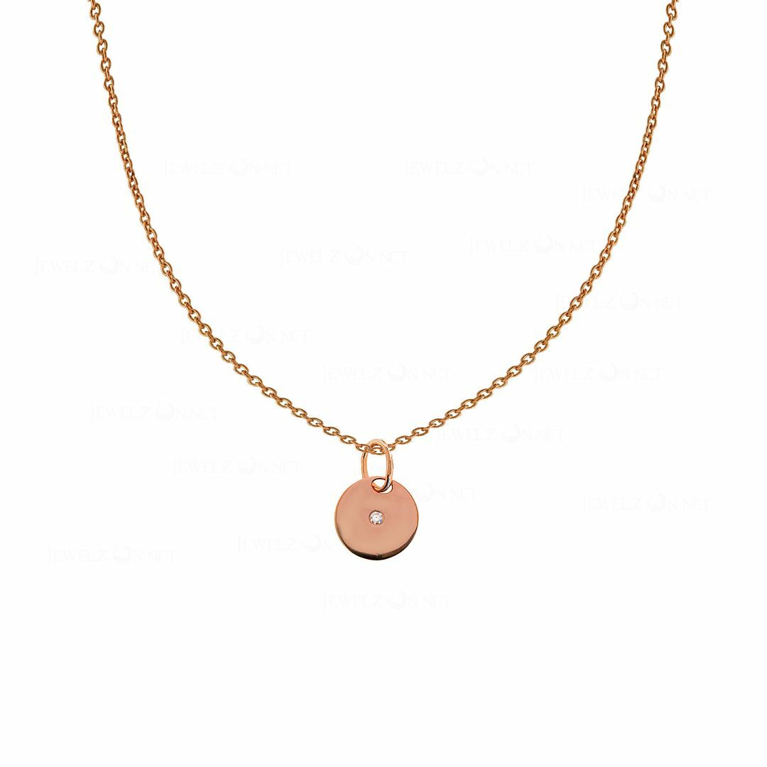 Pre-owned J.o.n 14k Gold Genuine Diamond Disc Pendant Fine Jewelry Necklace In White
