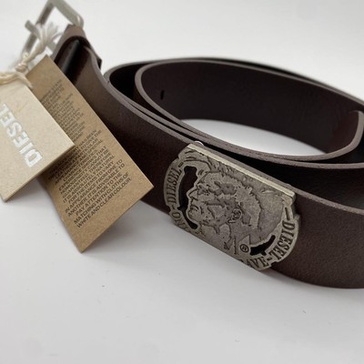 Diesel Leather Belt With Tag Genuine Silver Logo Brown | eBay