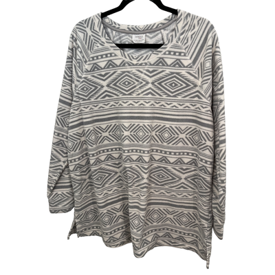 Danskin Now Plus Size Gray White Medium Weight Fleece Shirt Top