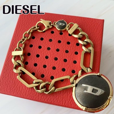 Diesel Bracelet Chain D Logo Gold Men's Women's From Japan
