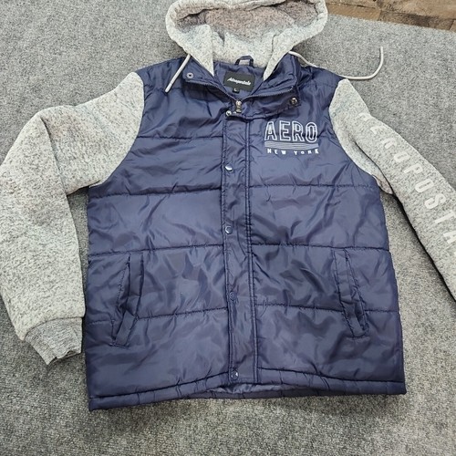 Aeropostale Hooded Puffer Jacket Men L Aero New York Full
