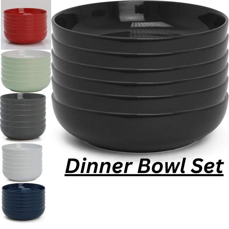 Dinner Bowl Set Lightweight & Stylish  Serving Cereal Soup Pasta Microwave Save