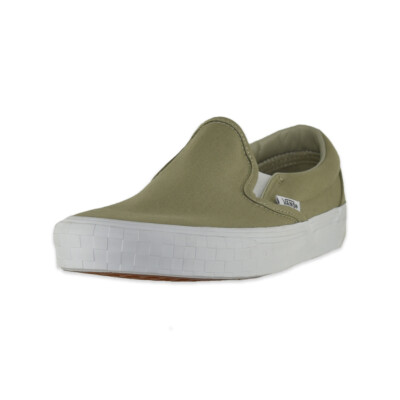 Кроссовки для скейтбординга Vans Classic Slip-On (клетчатый бампер цвета хаки)