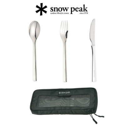 SNOW PEAK CUTLERY All Stainless Dinner  Frk spn Knf Pouch(S)  set  Japan New