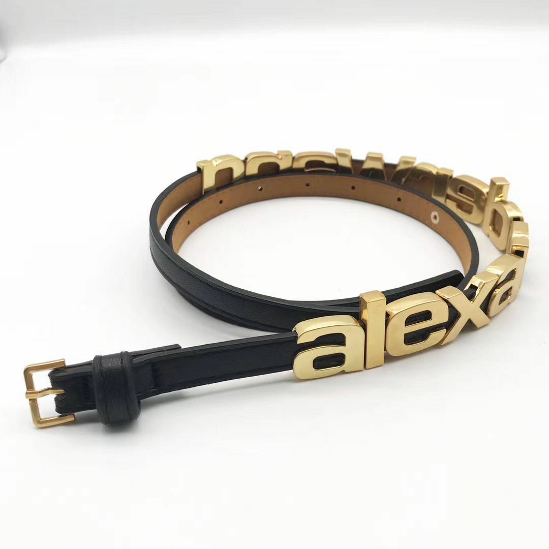 alexander wang metal logo belt