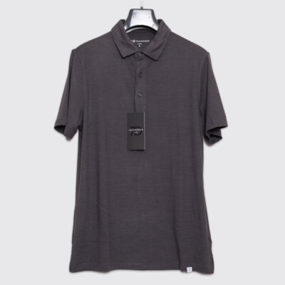 7 Diamonds Core Polo Size S Charcoal Stripe Soft Short Sleeve