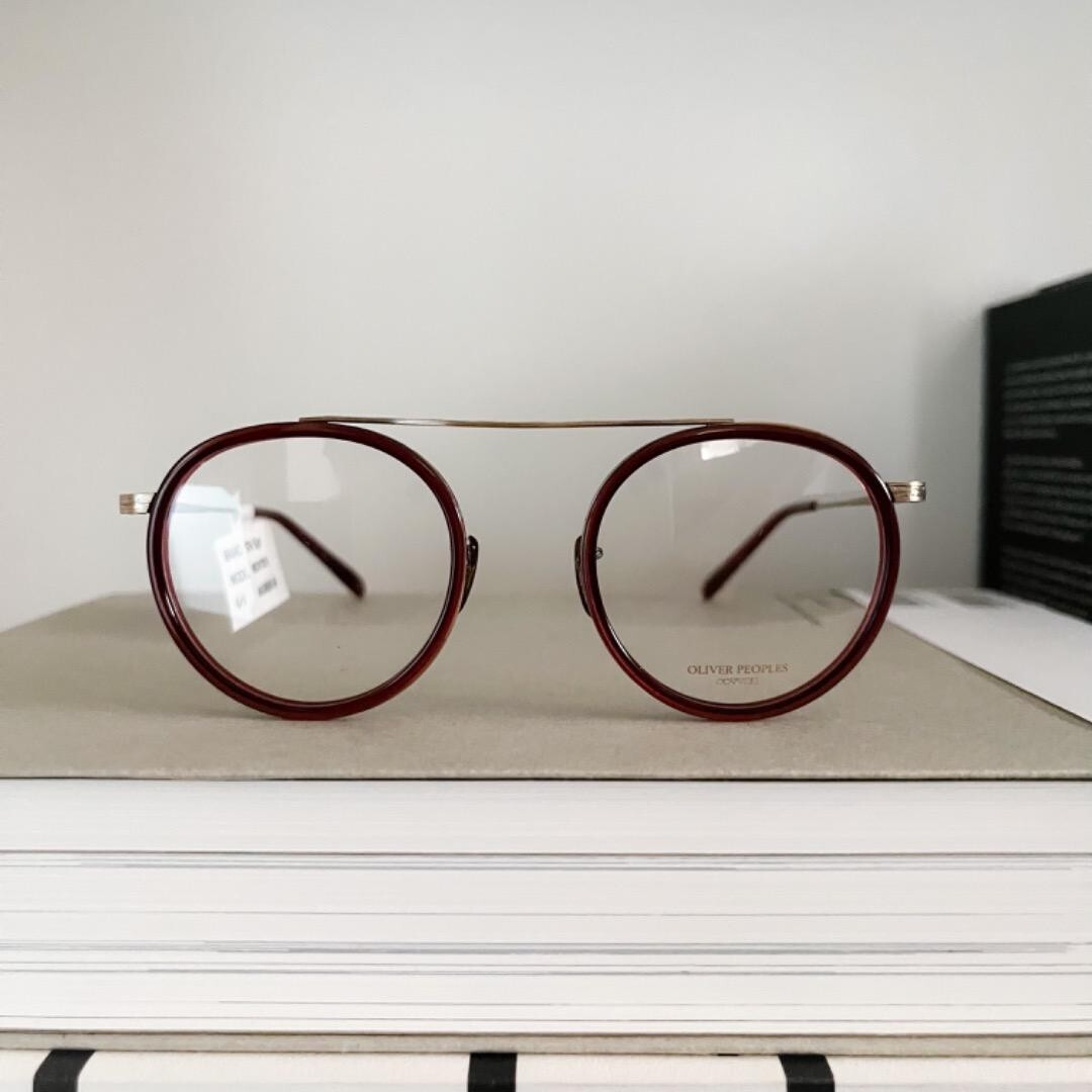 Pre-owned Oliver Peoples Mp-3-xl Eyeglasses Antique Gold Red Brown 46 22-145 Unused In Clear