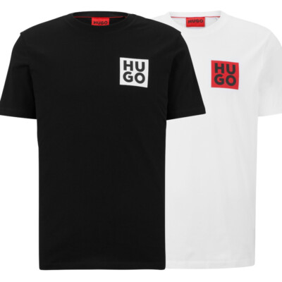 

Hugo Boss Мужская повседневная футболка с круглым вырезом и квадратным логотипом из органического хлопка с коротким рукавом