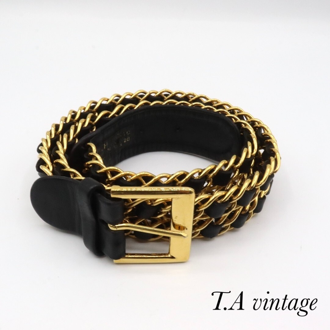CHANEL ベルト 70/28 CHANEL シャネル ベルト ココマーク チェーン フレーム 70/28 白