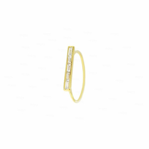 Pre-owned Irisha Designs Genuine Diamond Baguette Bar Ring Size-3-8 Us 14k Gold Fine Jewelry In White