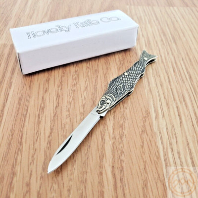 Novelty Cutlery Fish Folding Knife 1.5'' Stainless Steel Blade Metal Alloy Handle