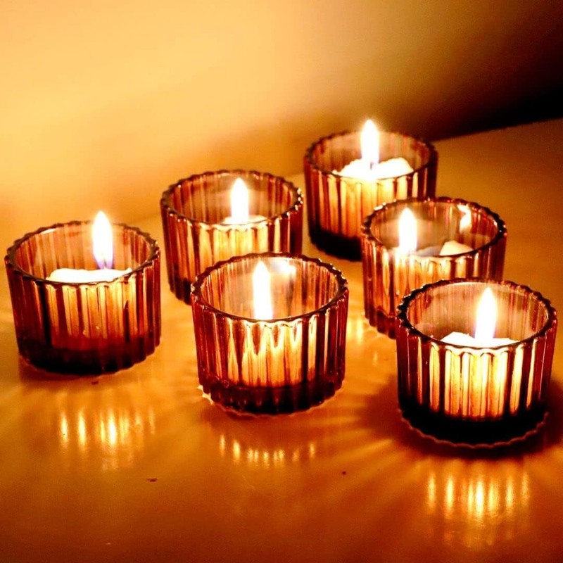 Set Of 12, 2'' X 1.4'' Glass Brown Small Votive