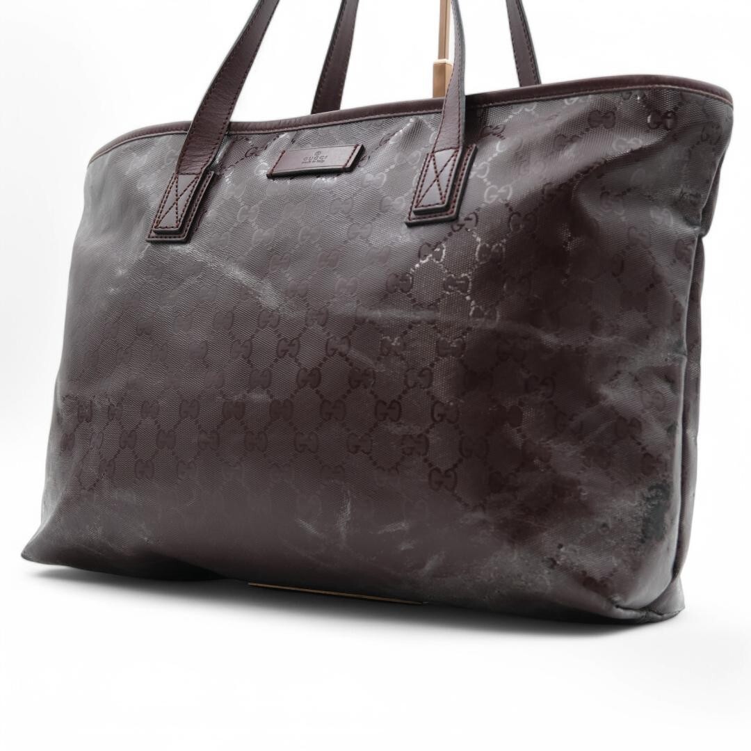 GUCCI Tote Bag Shoulder hand GG Imprime Canvas Lether