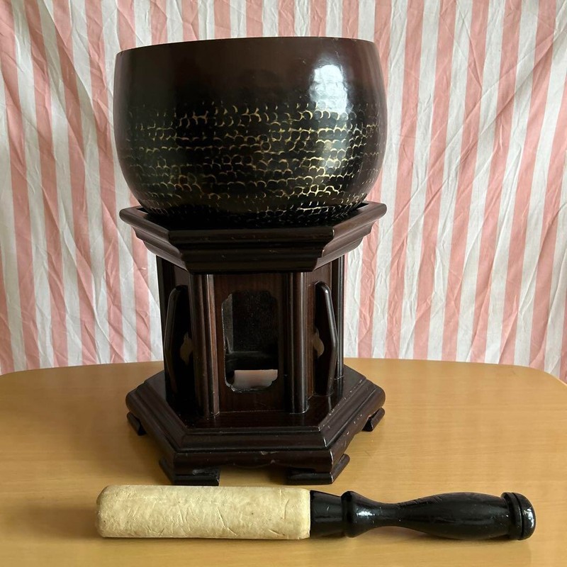 Grand Bol Chantant Japonais Orin Bell Rin Bouddhiste 22 Cm Avec Support BÃ¢Ton