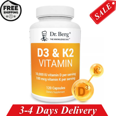 Dr. Berg's D3 & K2 Vitamin, 10,000 IU, 100 mcg per serving, 120 Capsules