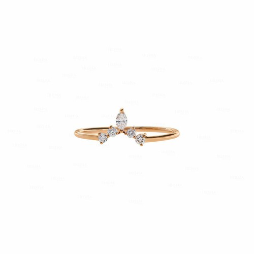 Pre-owned Irisha Designs Genuine Marquise And Round Diamond Tiara Ring 14k Gold Fine Jewelry In White