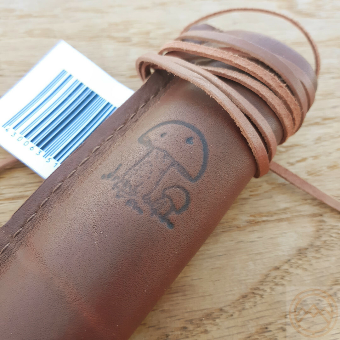 Wood Jewel Mushroom Fixed Knife 2.25" Stainless Blade Zebra Wood Handle w/Sheath