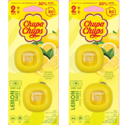 Chupa Chups Car Vent Clip, Air Freshener | Lemon Twist | 2 Pack, 4 Total Clips