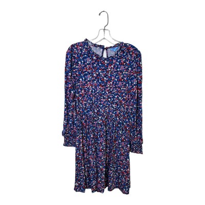 NWT Draper James Kitty Knit Shift Dress blue floral Sz M long sleeve knee length