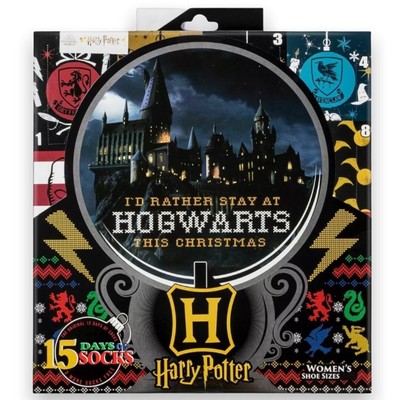 Womens Harry Potter Hogwarts Snow Globe 15 Days of Socks Advent Calendar Sz 4-10