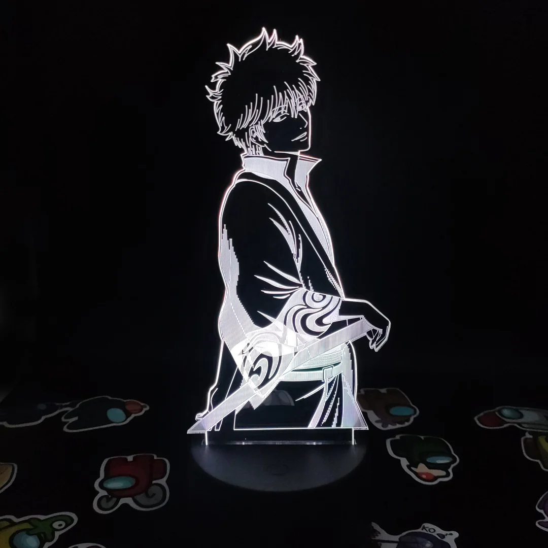 Anime GINTAMA Figure Sakata Gintoki 3D LED Nightlights Birthday Gift for Friends