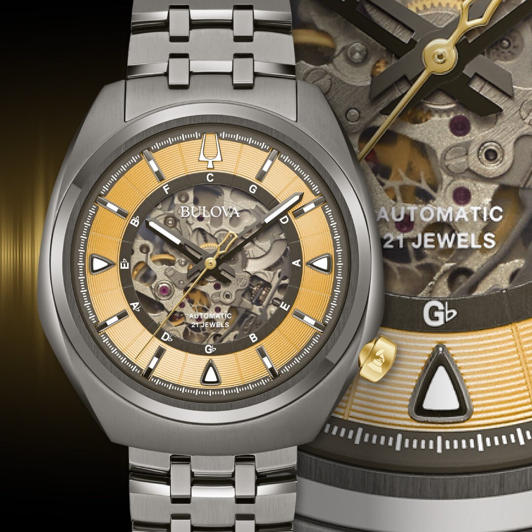 Pre-owned Bulova Grammy Special Edition Gunmetal Gold-tone Skeleton Dial Watch 98a294 $995