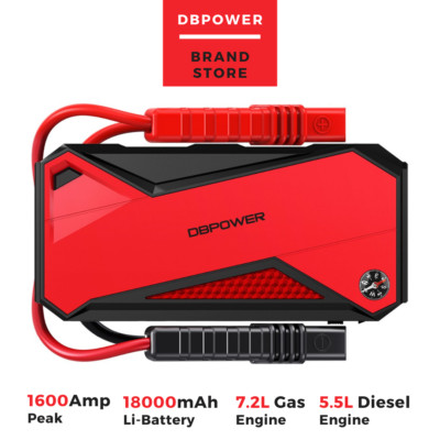 Portable Jump Starter for Car Battery DBPOWER 1600Amp Peak 18000mAh Booster Box