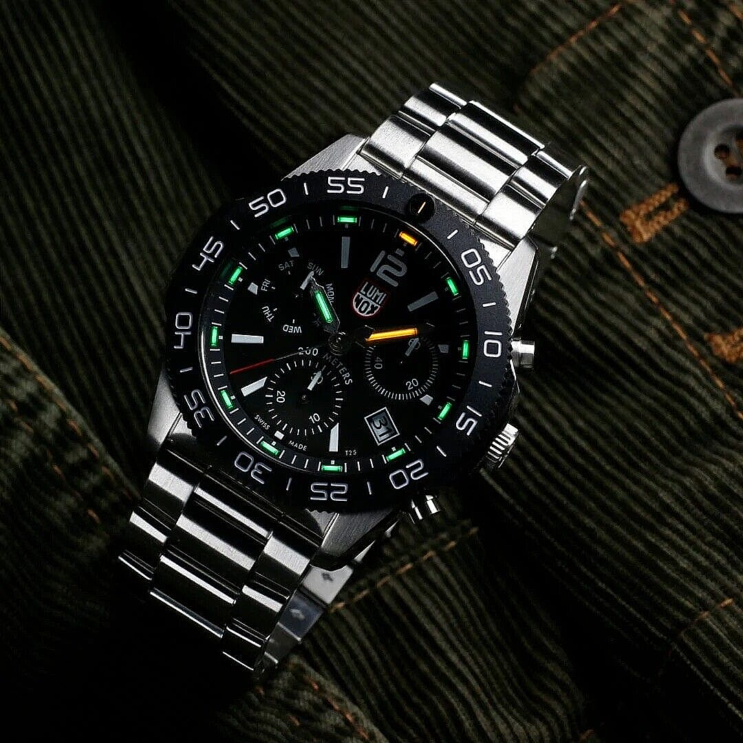 Pre-owned Luminox Factory  Pacific Diver Chronograph Stainless Steel Mens Watch Xs.3142