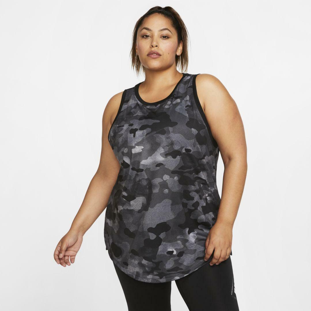 

Синтетическая майка NIKE DRI-FIT Camo с камуфляжным принтом для тренировок  18W 20W, Серый, Nike Dri-Fit