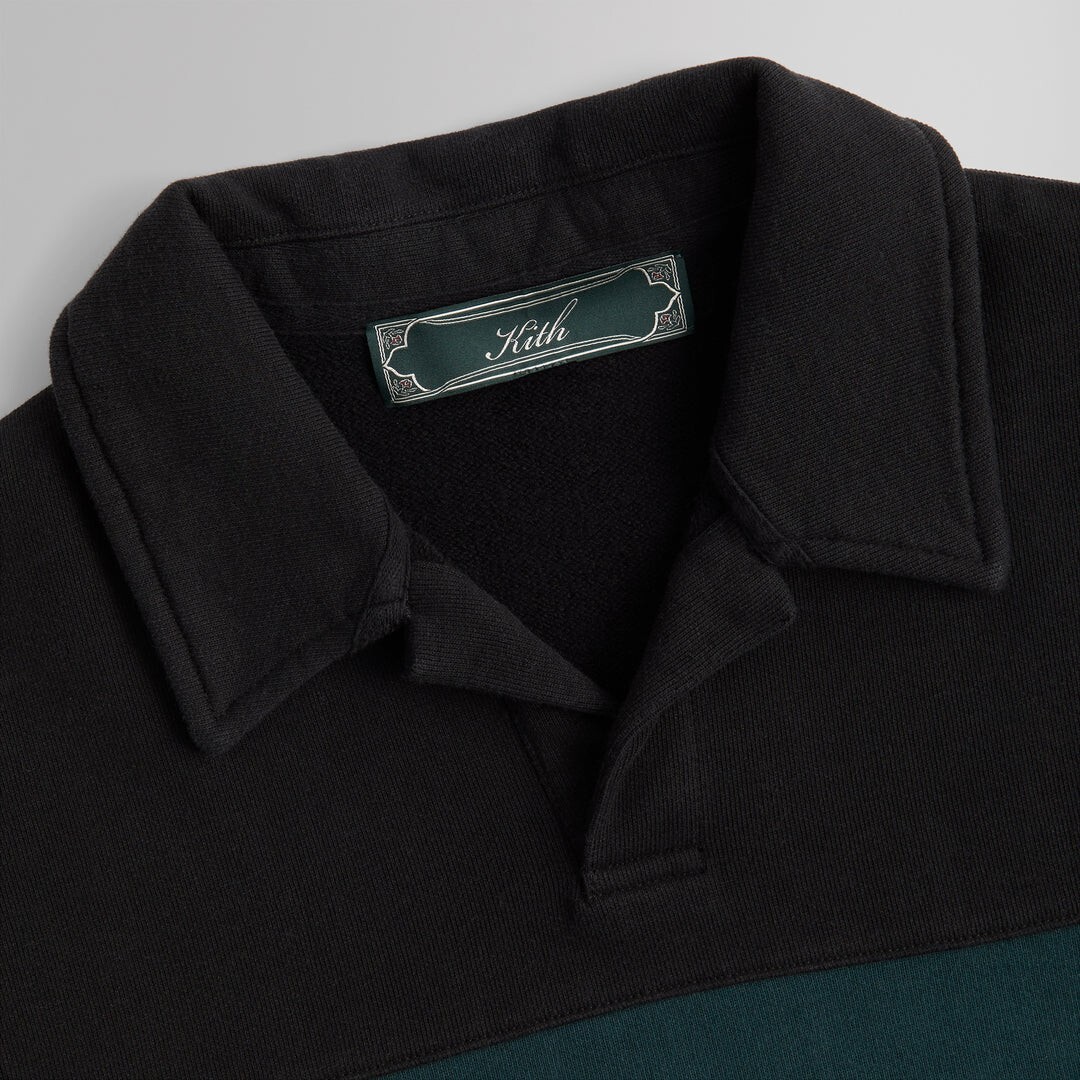 Pre-owned Kith Color-blocked Nelson Collared Pullover- Black | Fw23 | Size L