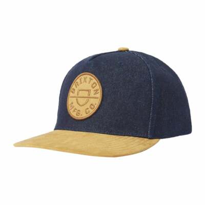 

Кепка Brixton Crest C MP Snapback (джинсовая/карамельная замша), 5-панельная кепка, Denim/caramel suede