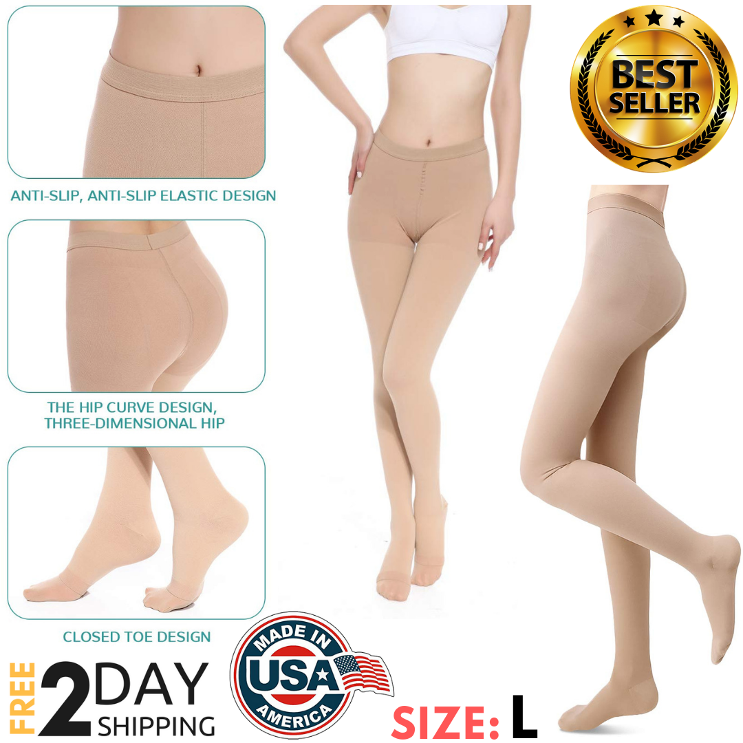 HOT Mejores Medias Pantys Calcetas Largas De Compresion Para Varices Talla L NEW