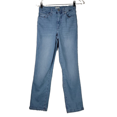 Good American Women's Straight Leg Jeans Size 4 Light Wash Blue Denim 25X27