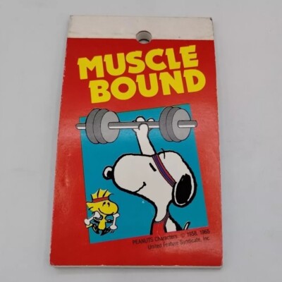 Vintage Peanuts Snoopy Woodstock Working Out Muscle Bound Tablet Pad 1990 Used