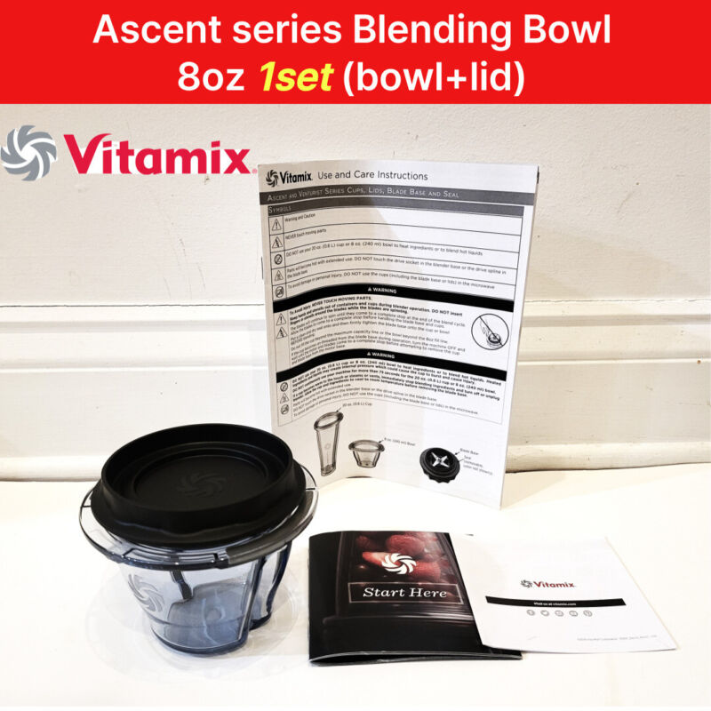 Vitamix Ascent Series Blending 8oz Bowl (Bowl+Lid) Sets (1,2,3 Sets)