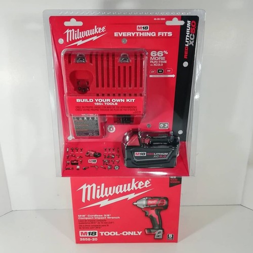 Milwaukee M18 18v 3/8 Cordless Impact Wrench - xc 5.0 Battery - Charger 2658-20