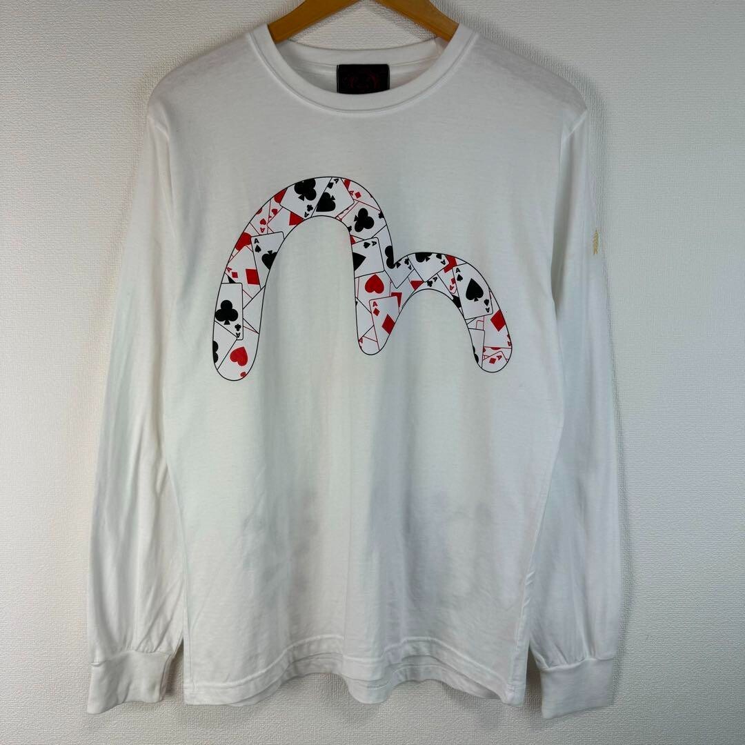 EVISU Long sleeve T-shirts Big Logo Y2K Embroidery Street Vintage White