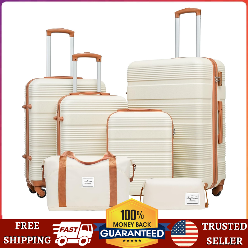 6Pcs Large Suitcase Travel Set With Carry on Bags Hard shell