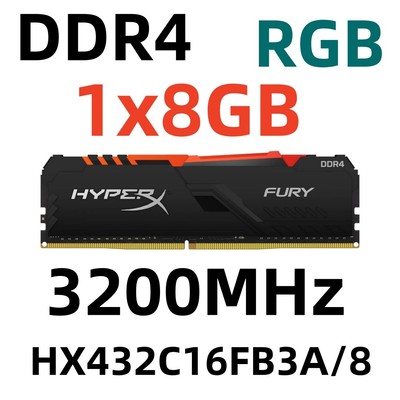 HyperX FURY RGB 3200MT/s DDR4 CL16 Desktop Memory Kit 8 16 32 GB