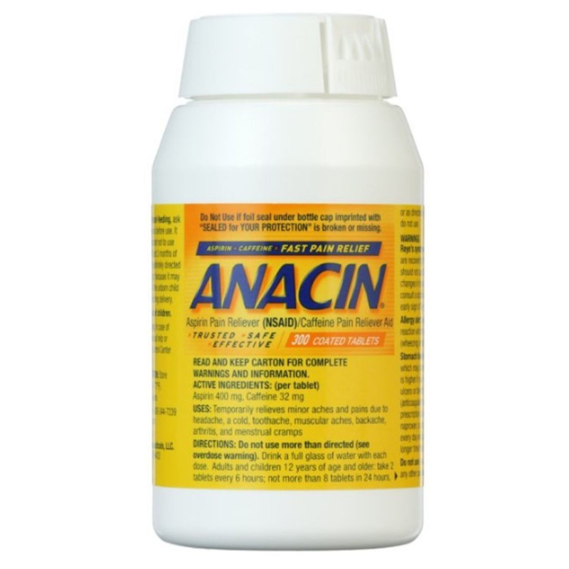 Anacin Fast Pain Relief Pain Reducer Aspirin Tablets, 300 Tablets